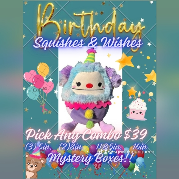 $50 MYSTERY ⁉️ Personalized Squishmallow Mystery Box worth $80-$100 all BNWT!! - Picture 2 of 2